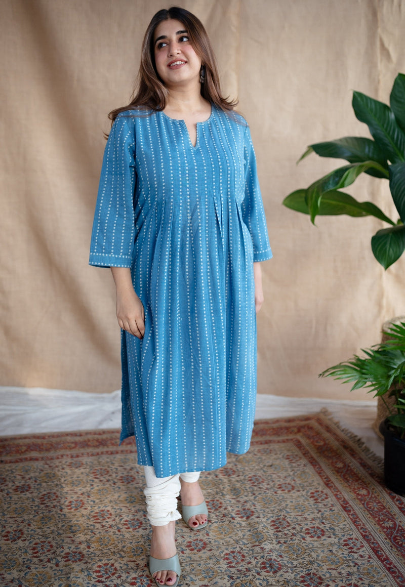 Yahvi Dabu Slub Cotton Hand Embroidered Kurta