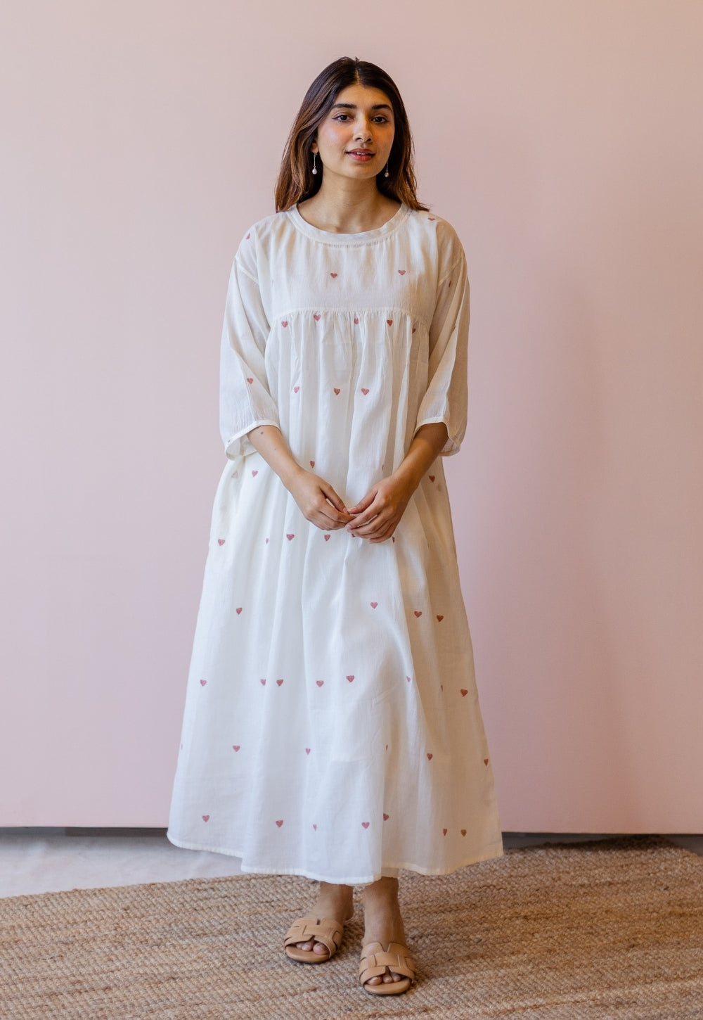 Isha Off White Jamdani Handloom Cotton A Line Kurta