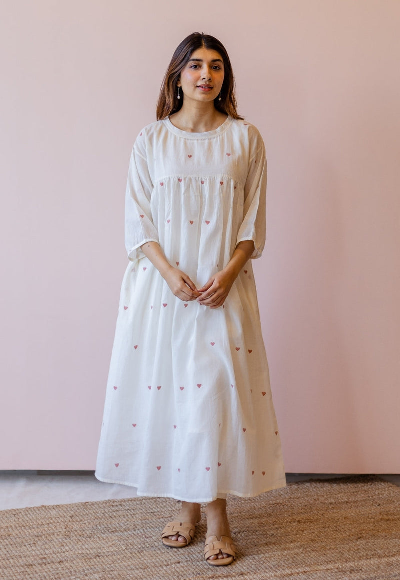 Isha Off White Jamdani Handloom Cotton A Line Kurta