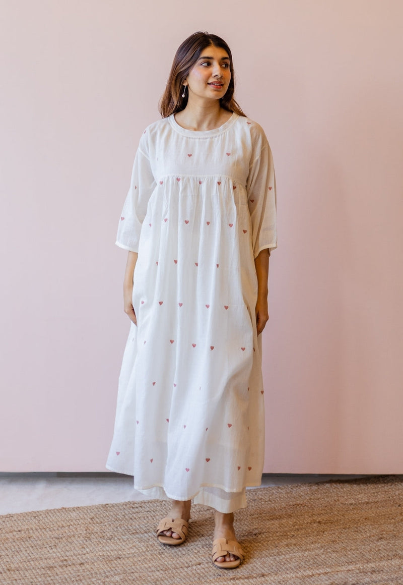 Isha Off White Jamdani Handloom Cotton A Line Kurta