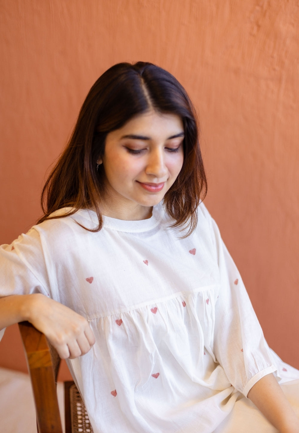 Isha Off White Jamdani Handloom Cotton A Line Kurta
