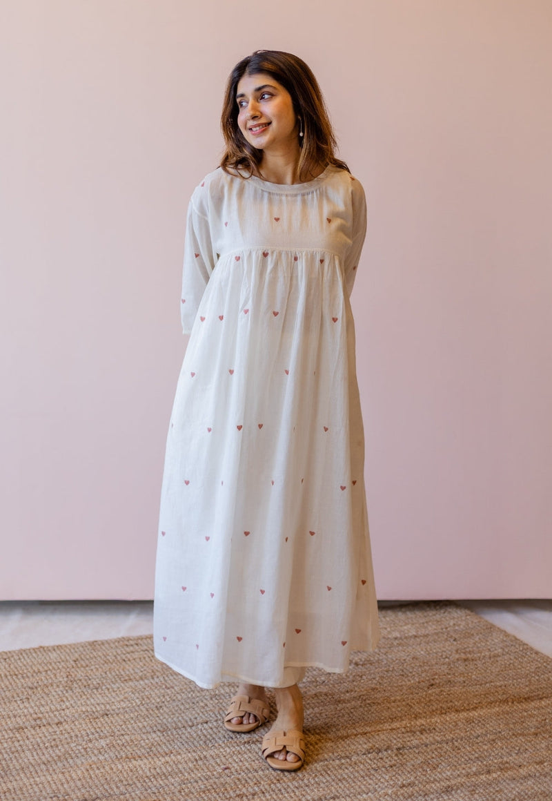 Isha Off White Jamdani Handloom Cotton A Line Kurta
