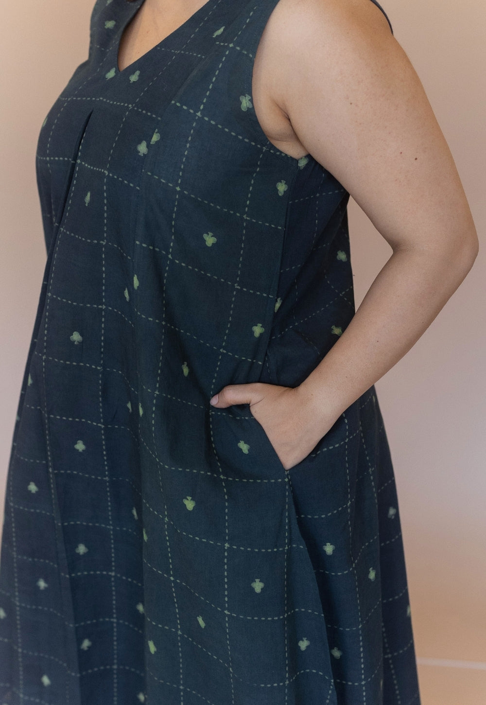 Raahi Green Dabu Cotton A Line Kurta