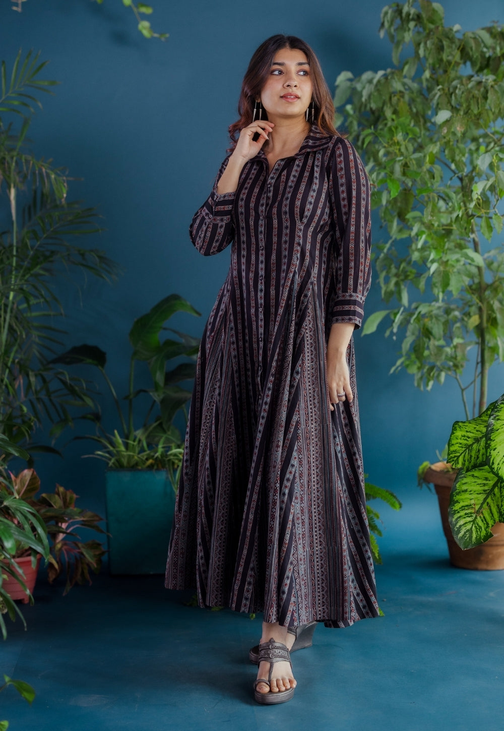 Susan Black Ajrakh Cotton A Line Dress