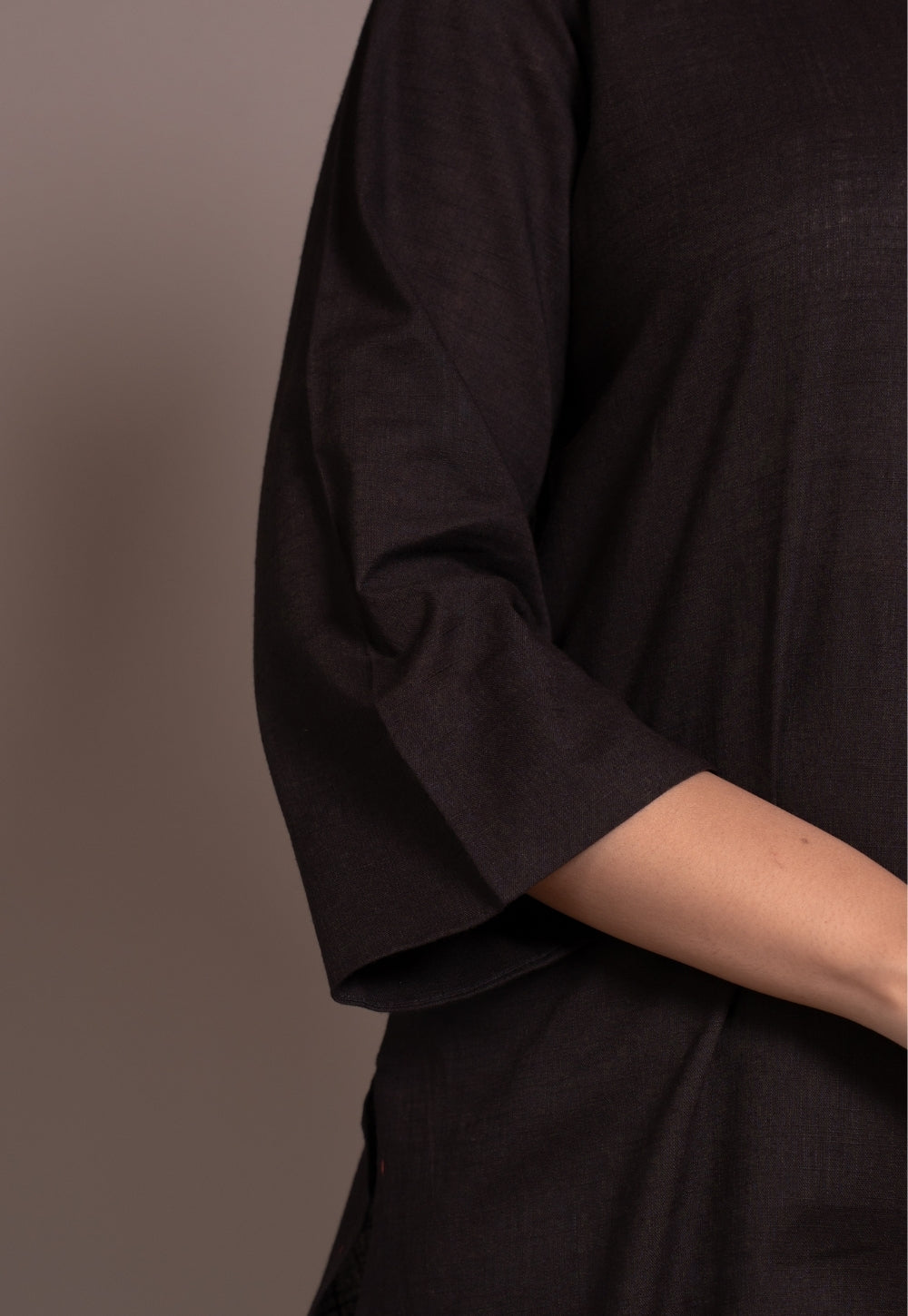 Dark Brown Solid Slub Cotton Straight Co-Ord Set- DyeVerse