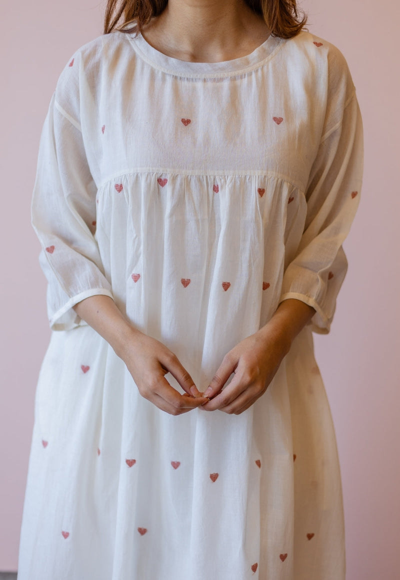 Isha Off White Jamdani Handloom Cotton A Line Kurta
