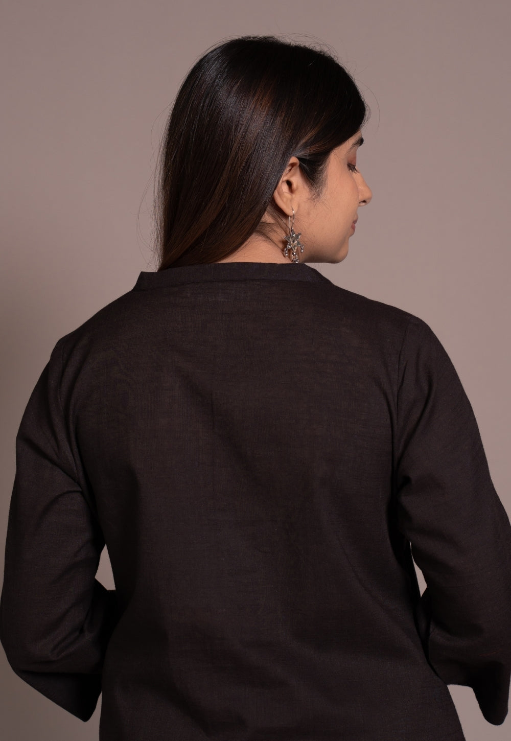 Dark Brown Solid Slub Cotton Straight Co-Ord Set- DyeVerse