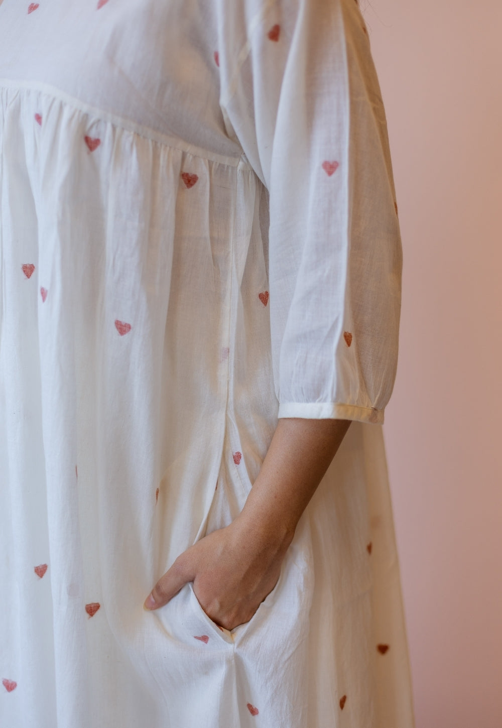 Isha Off White Jamdani Handloom Cotton A Line Kurta