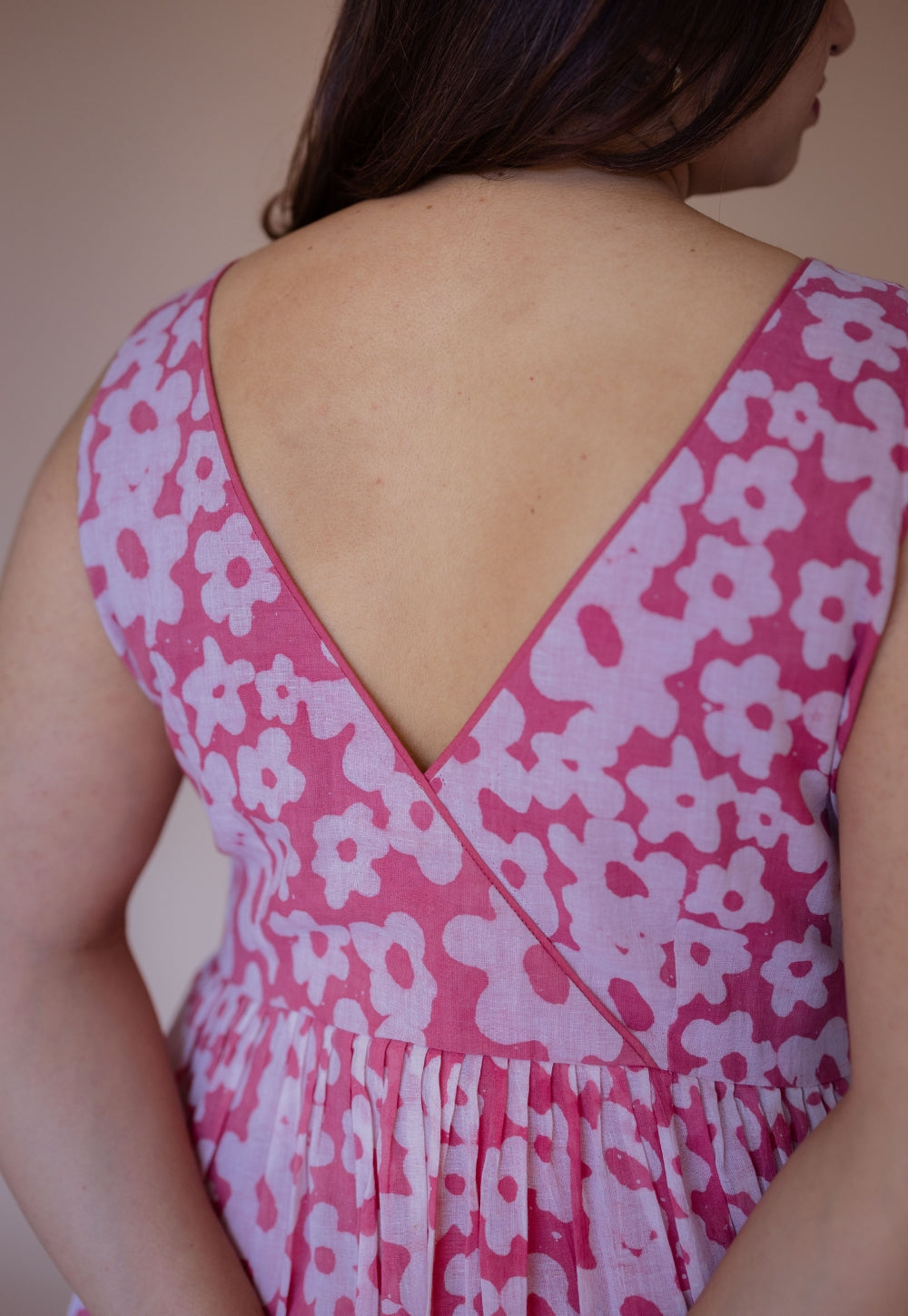 Sidra Pink Batik MulMul A Line Dress