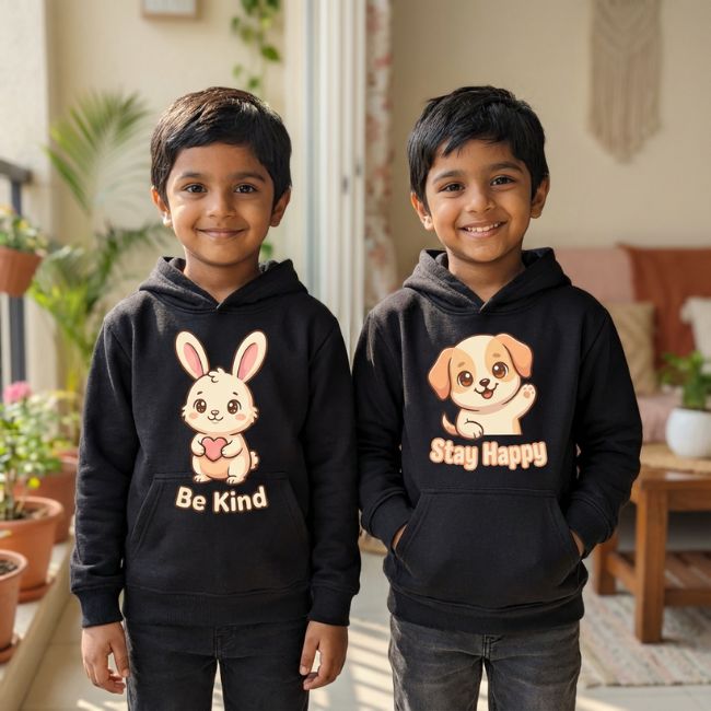 Set of 2 Be Kind & Stay Happy Kids Hoodie-1