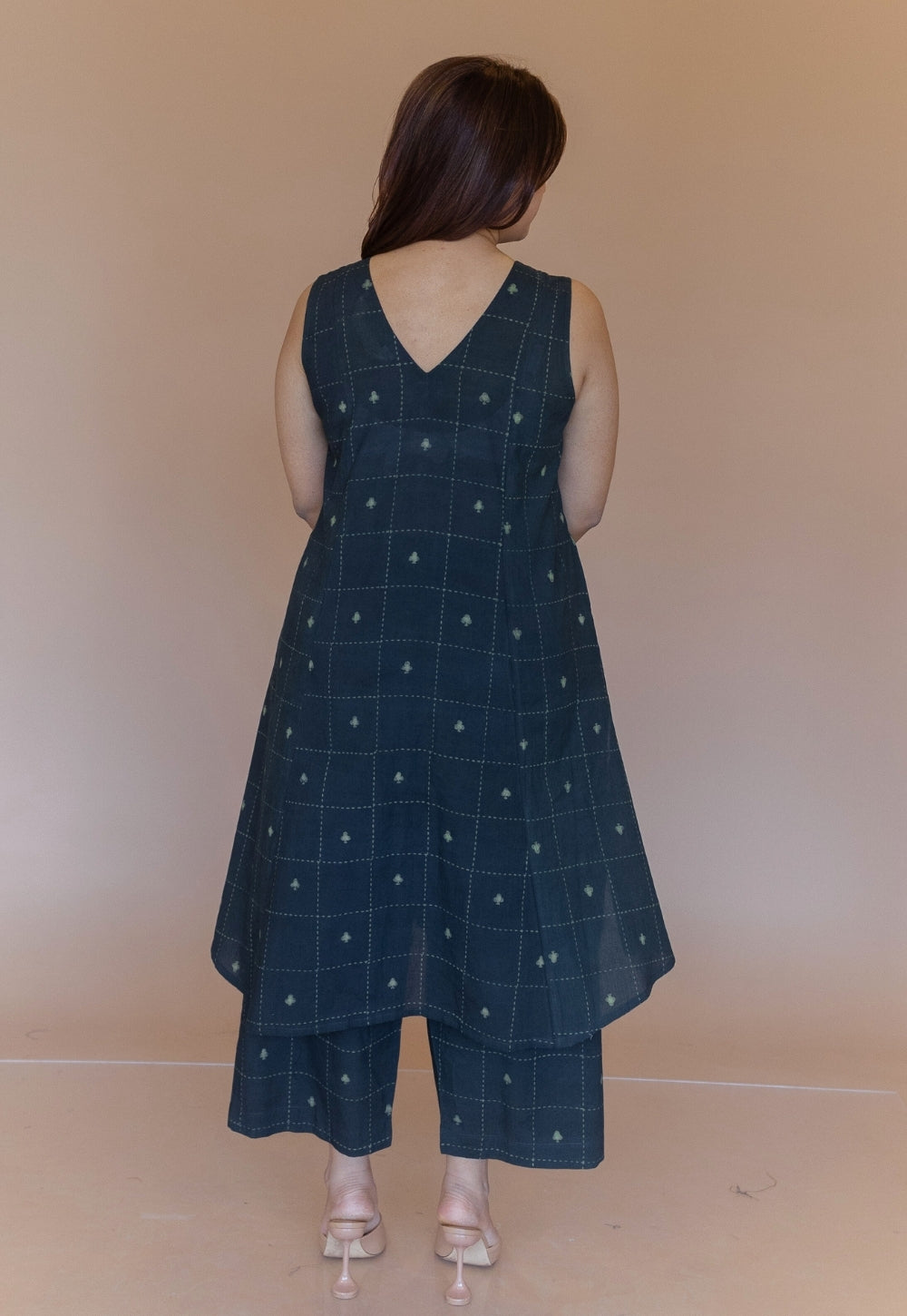 Raahi Green Dabu Cotton A Line Kurta