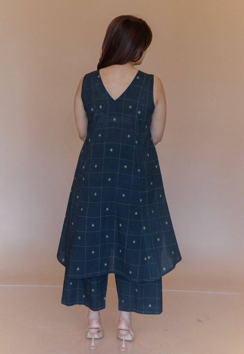 Raahi Green Dabu Cotton A Line Kurta