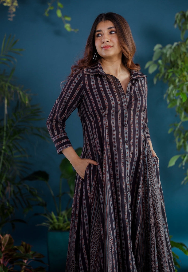 Susan Black Ajrakh Cotton A Line Dress