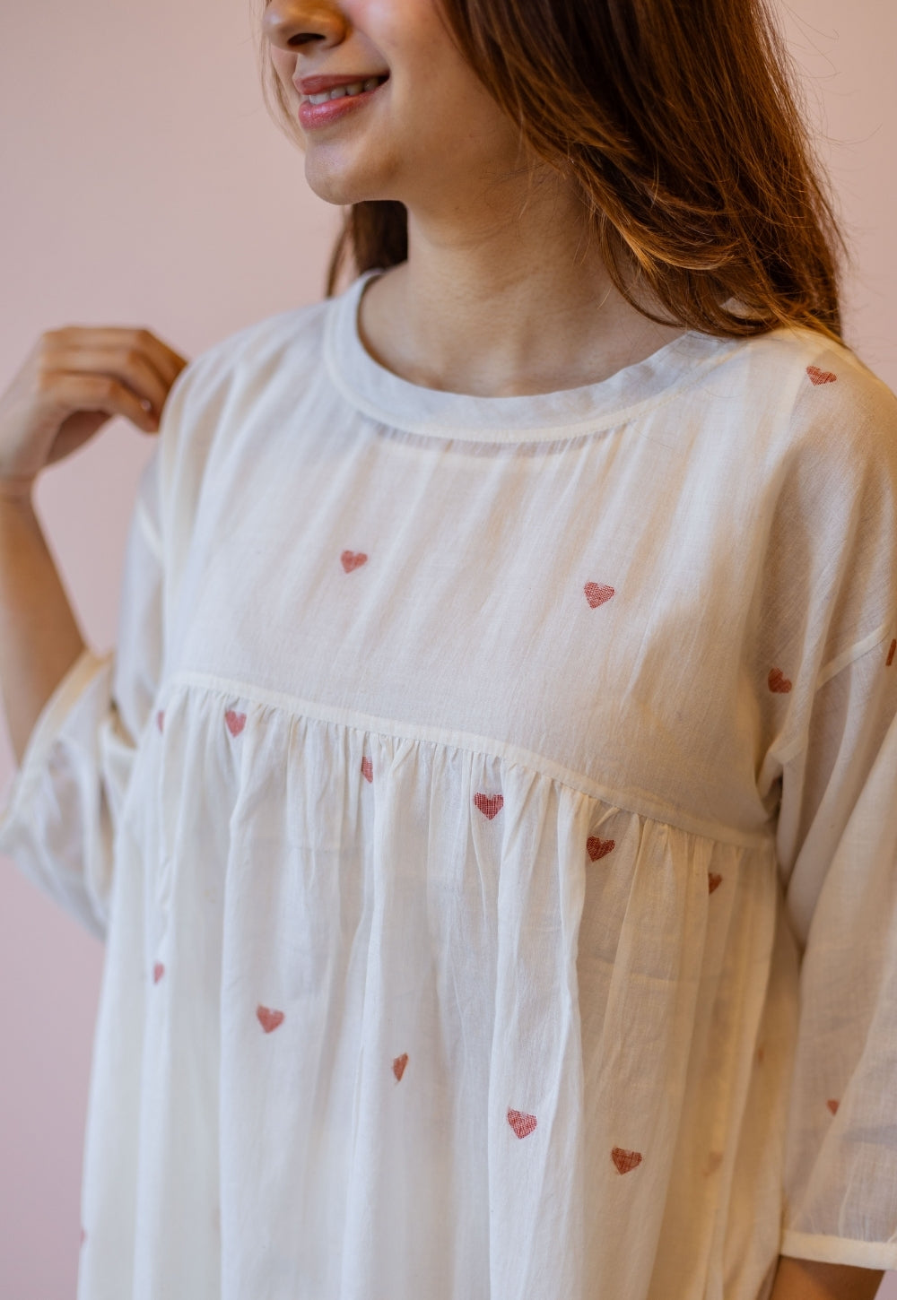 Isha Off White Jamdani Handloom Cotton A Line Kurta