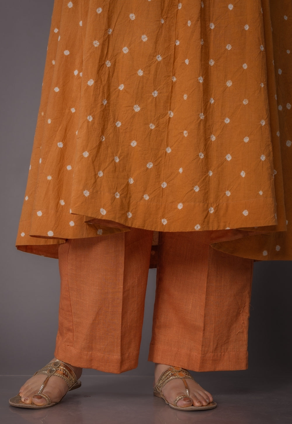 Yashi Yellow Solid Slub Cotton Straight Pant