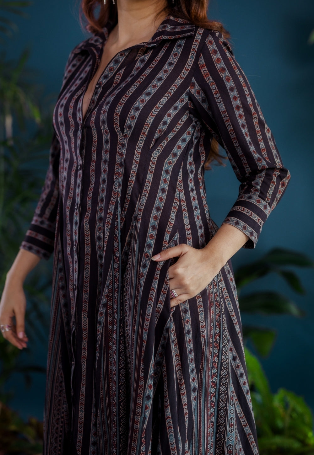 Susan Black Ajrakh Cotton A Line Dress