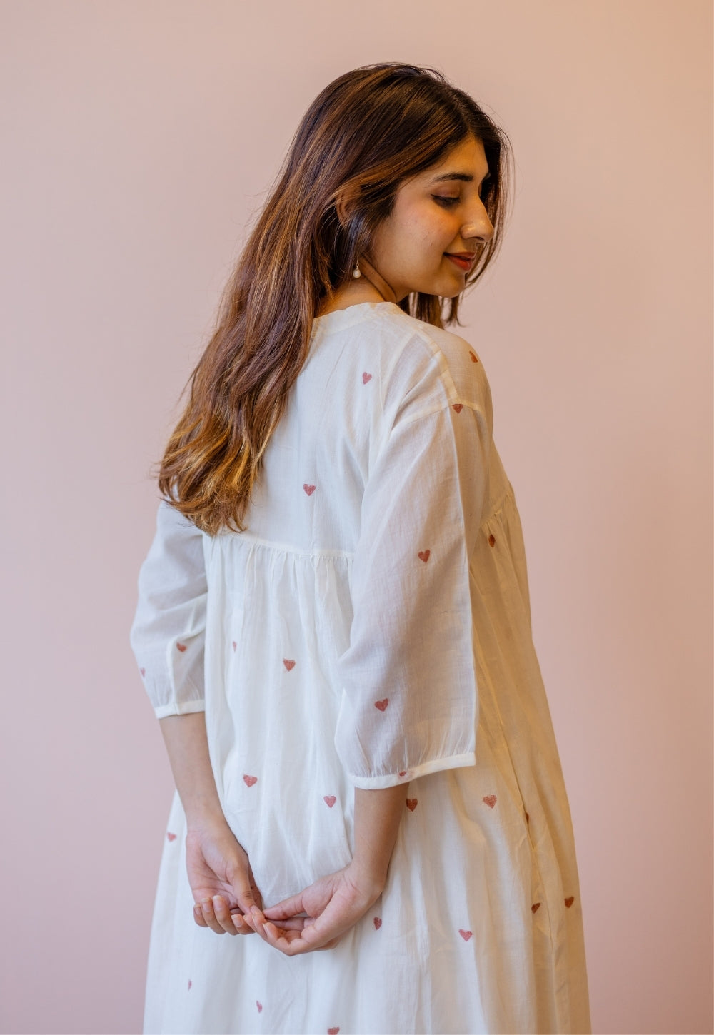 Isha Off White Jamdani Handloom Cotton A Line Kurta