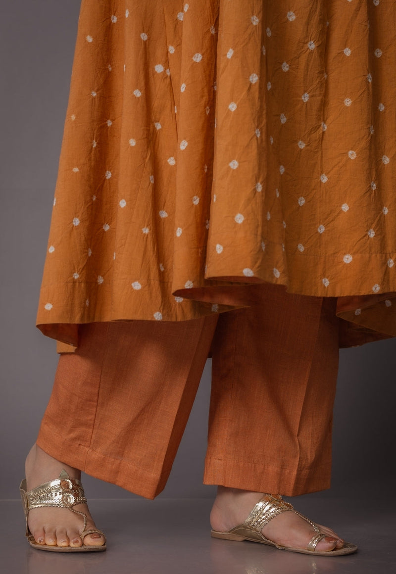 Yashi Yellow Solid Slub Cotton Straight Pant