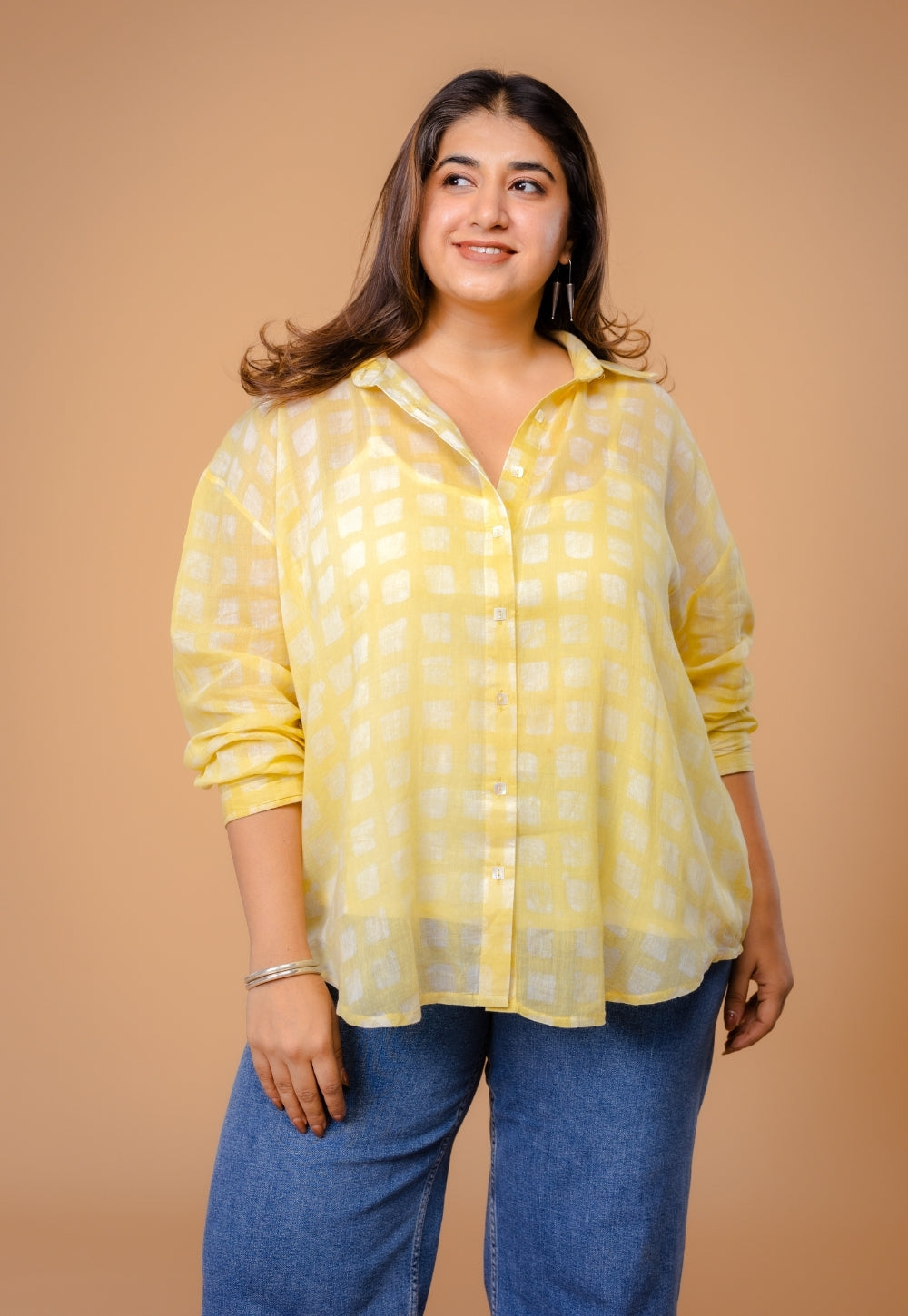 Ruhi Yellow Batik MulMul Anti-Fit Shirt