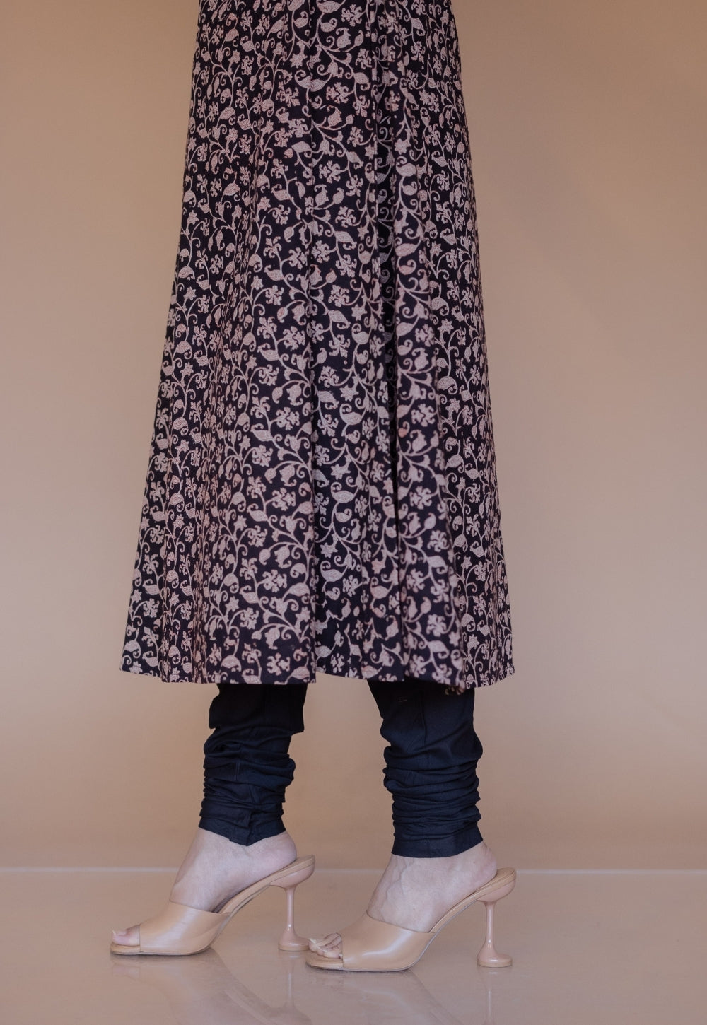 Miral Black Solid Slub Cotton Churidar
