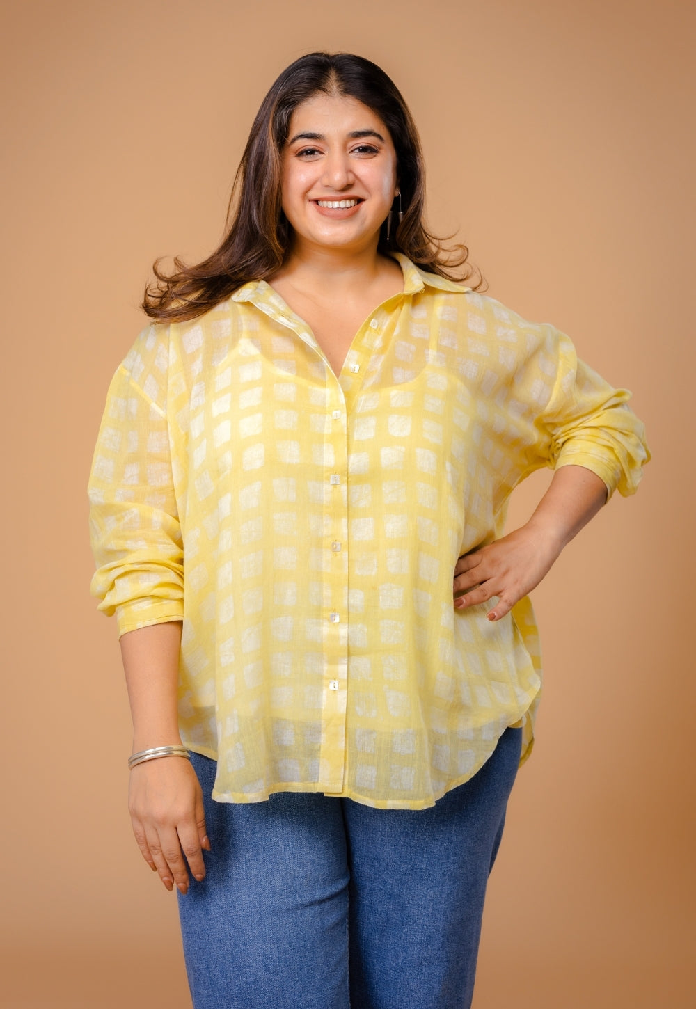 Ruhi Yellow Batik MulMul Anti-Fit Shirt