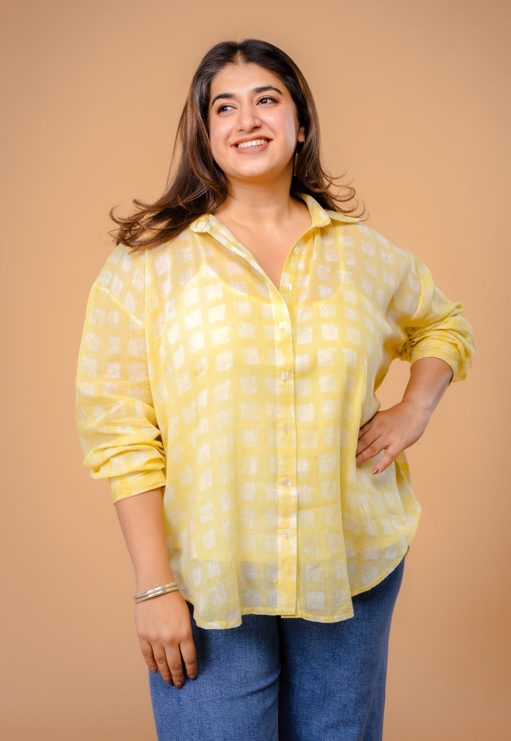 Ruhi Yellow Batik MulMul Anti-Fit Shirt