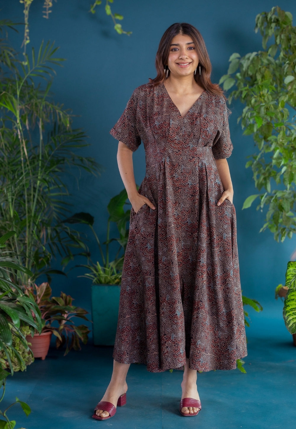 Reema Black Ajrakh Cotton A Line Dress