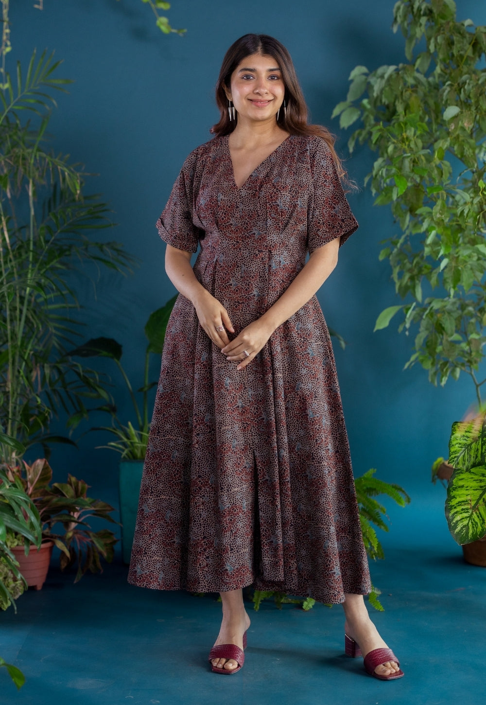 Reema Black Ajrakh Cotton A Line Dress