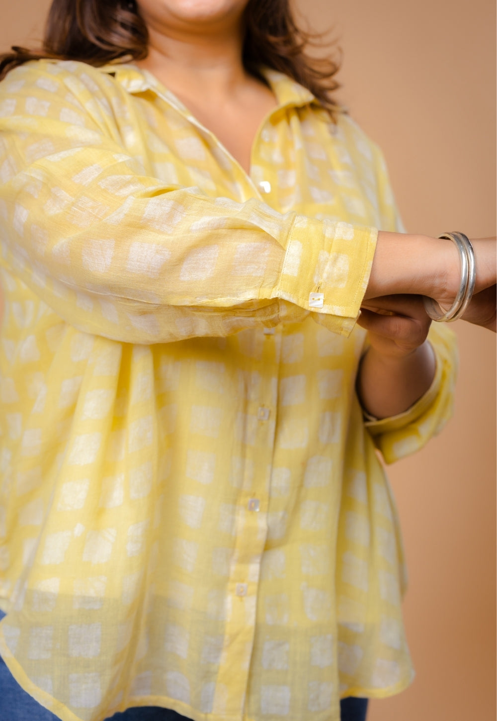 Ruhi Yellow Batik MulMul Anti-Fit Shirt