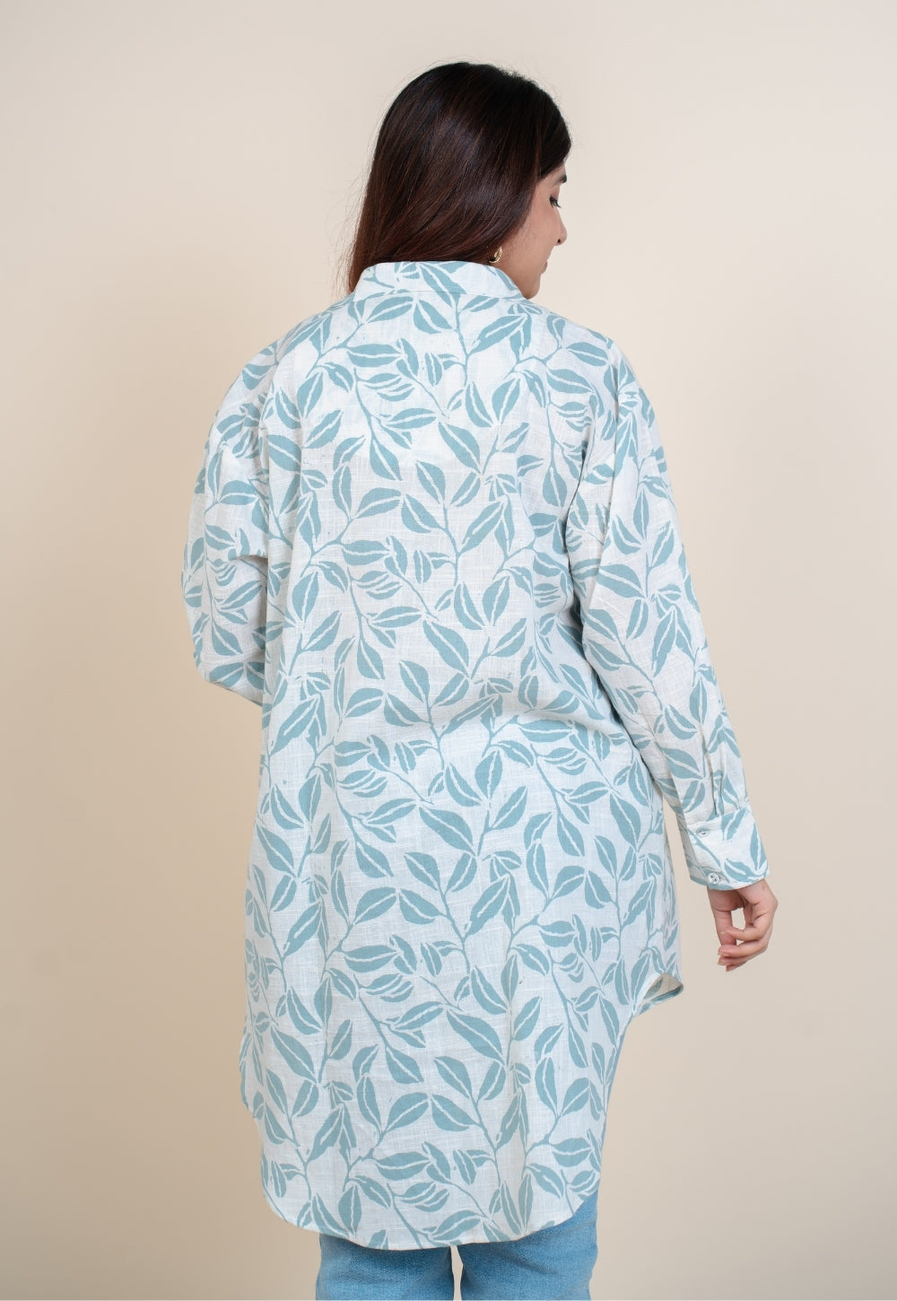 Cyra Blue Handblock Print Slub Cotton Anti-Fit Short Top