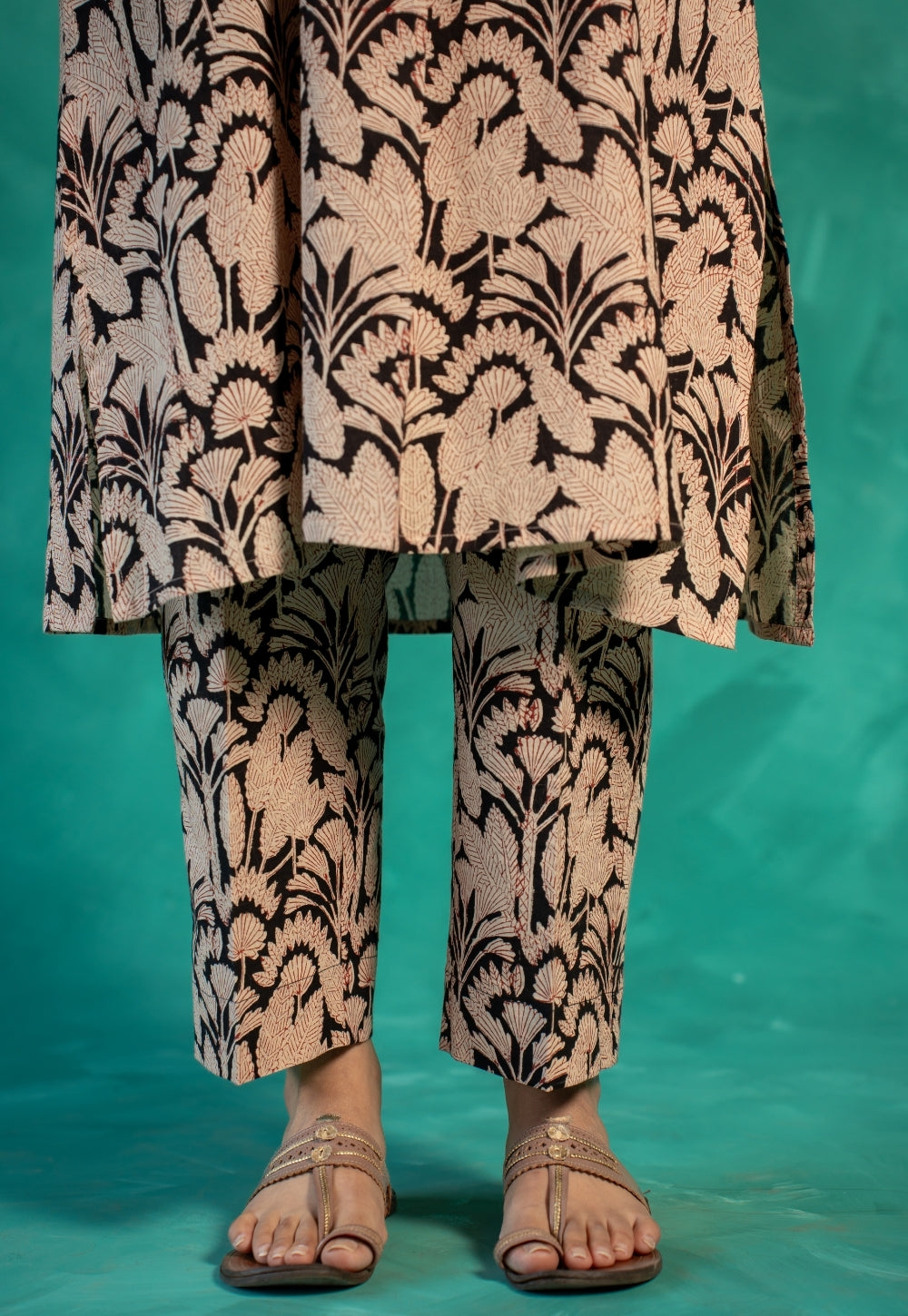 Kaaya Black Bagru Cotton Straight Co-Ord Set