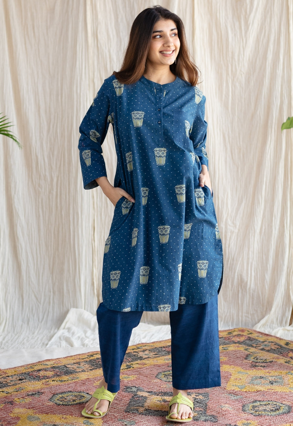 Bombay Irani Chai Ajrakh Cotton Kurta