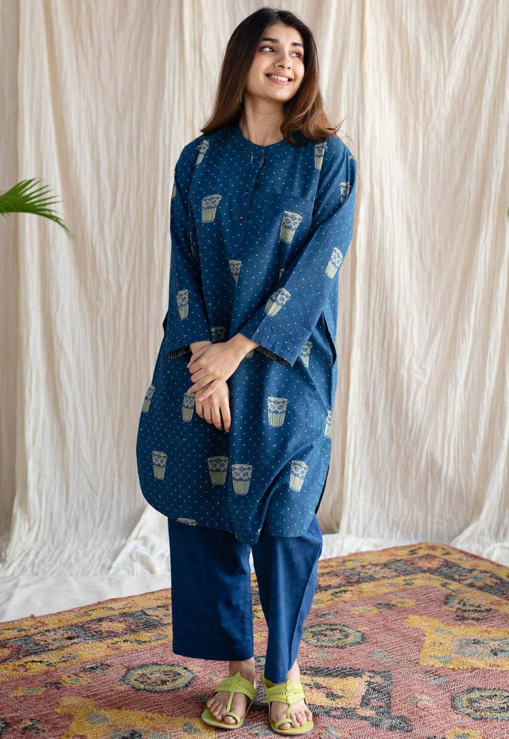 Bombay Irani Chai Ajrakh Cotton Kurta