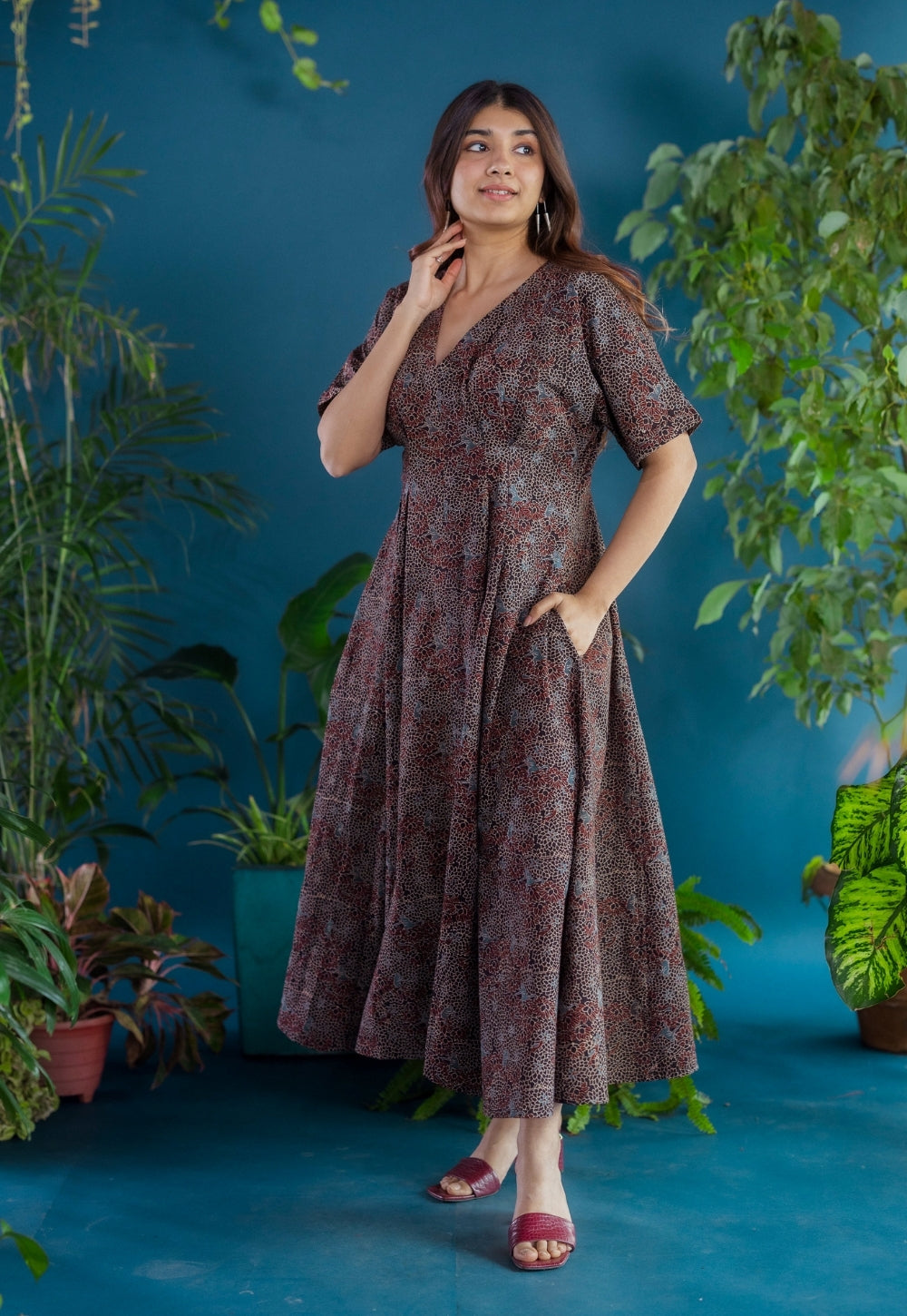 Reema Black Ajrakh Cotton A Line Dress