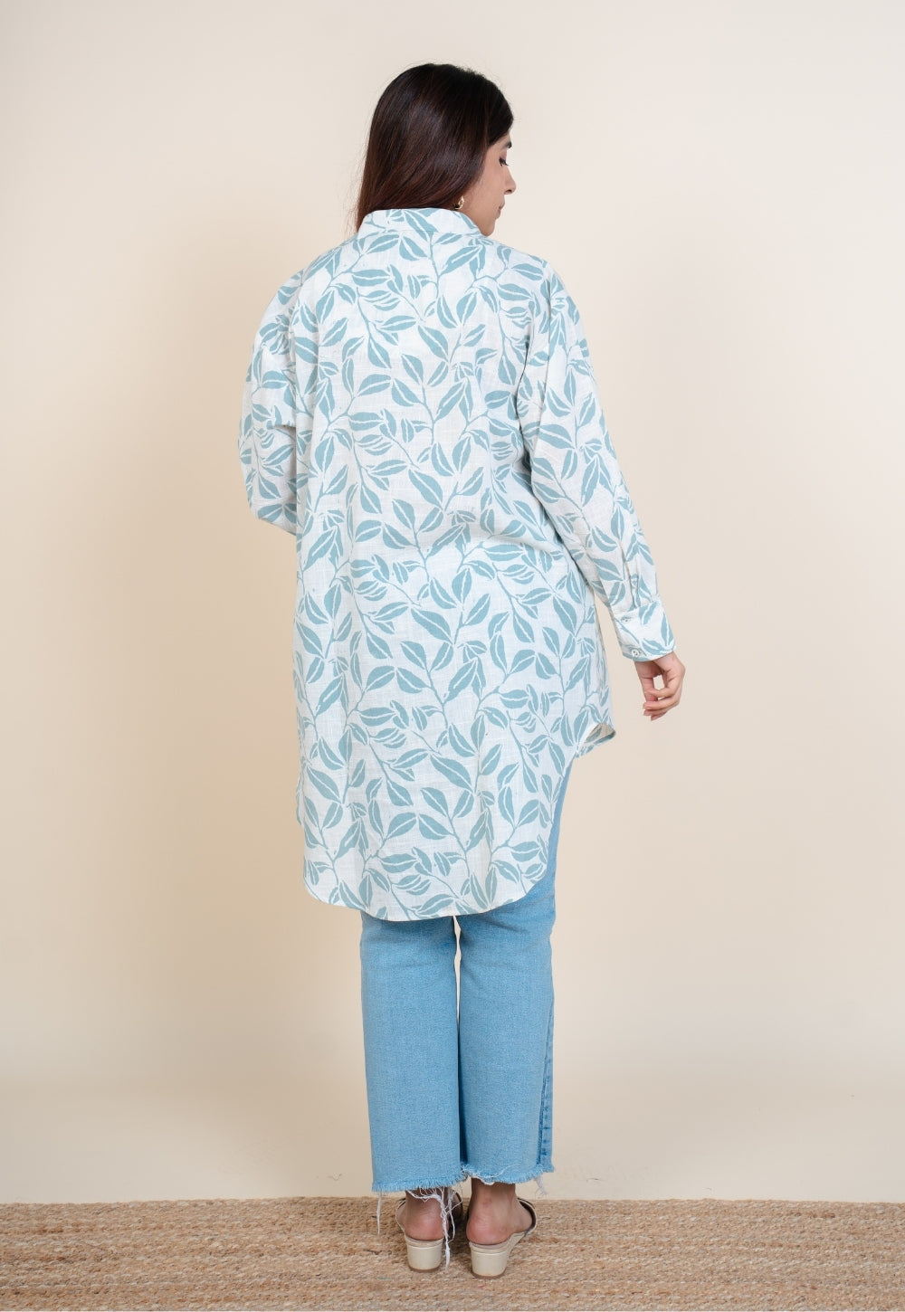 Cyra Blue Handblock Print Slub Cotton Anti-Fit Short Top