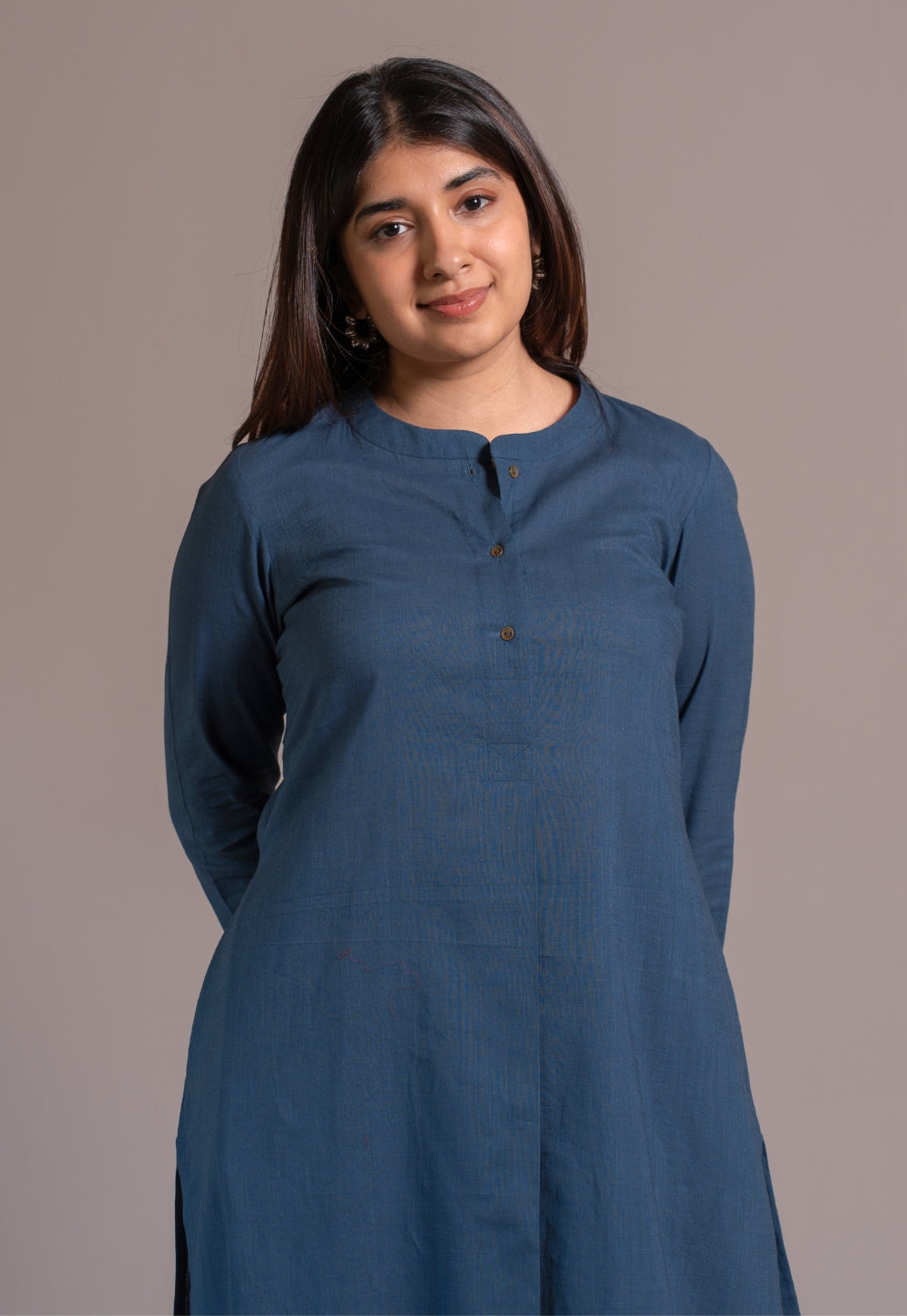 Indigo Solid Slub Cotton Straight Co-Ord Set- DyeVerse