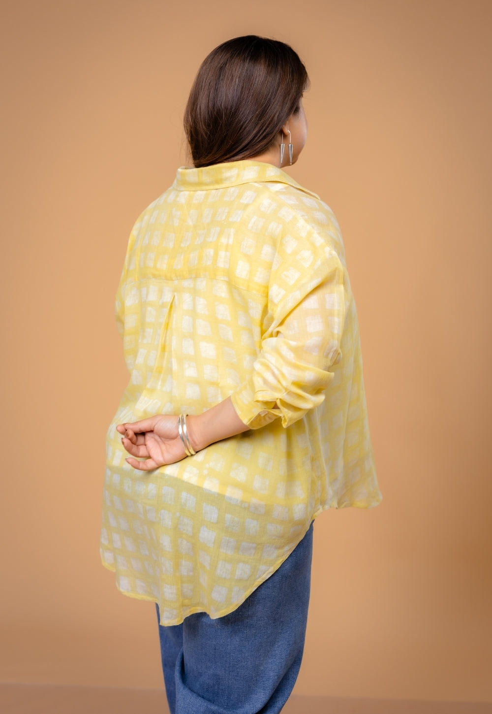 Ruhi Yellow Batik MulMul Anti-Fit Shirt