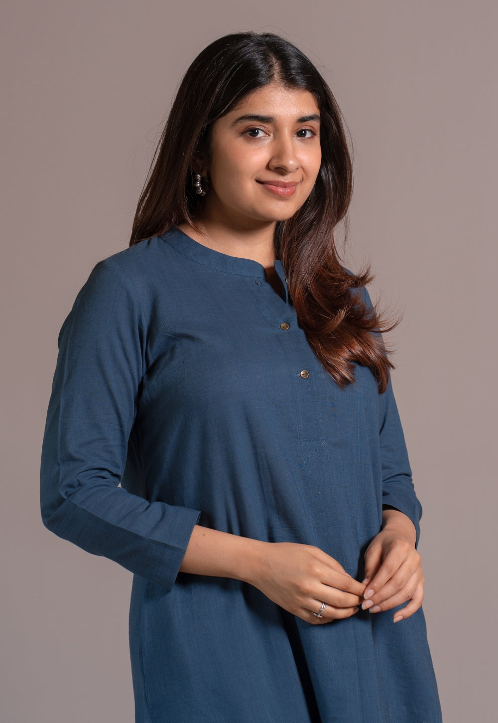 Indigo Solid Slub Cotton Straight Co-Ord Set- DyeVerse