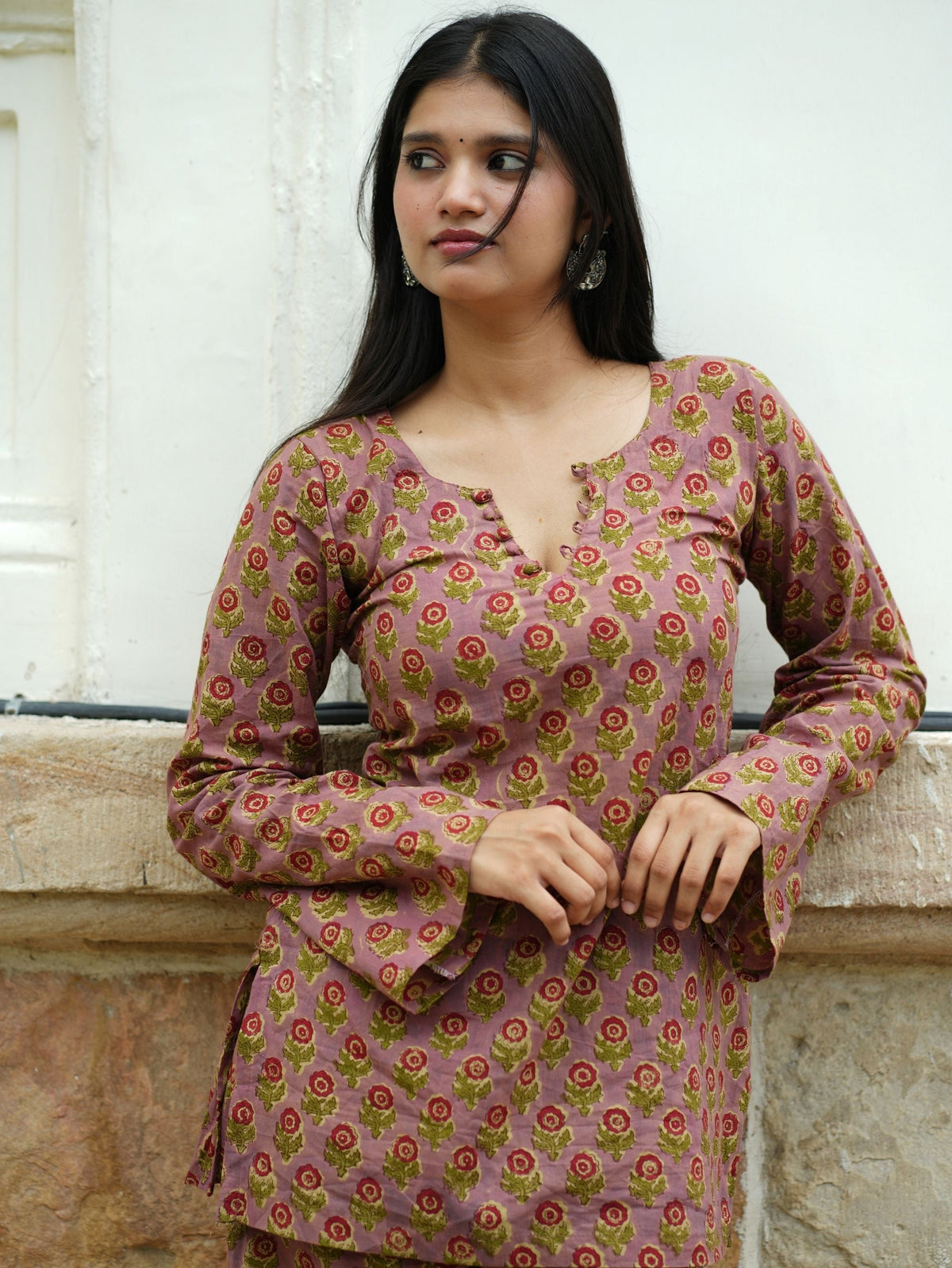Nimmi Co-ord Set for Women - Pink Cotton Two Piece Kurta Palazzo Set