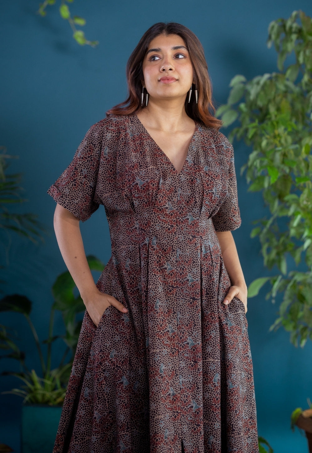 Reema Black Ajrakh Cotton A Line Dress