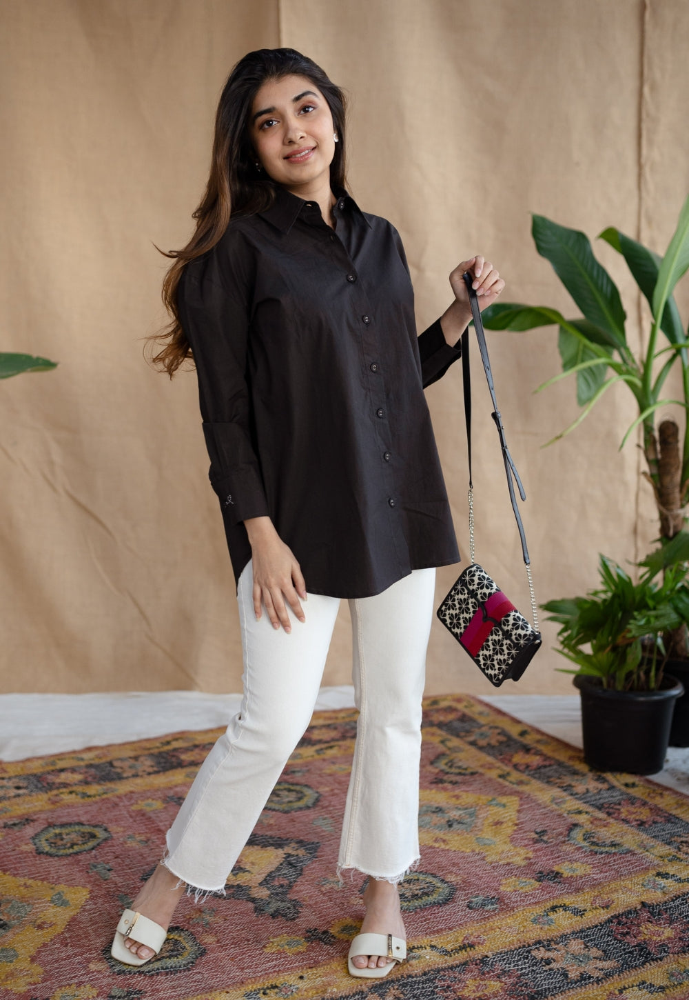 TIECO DyeVerse - Black Poplin Cotton Embroidered Shirt