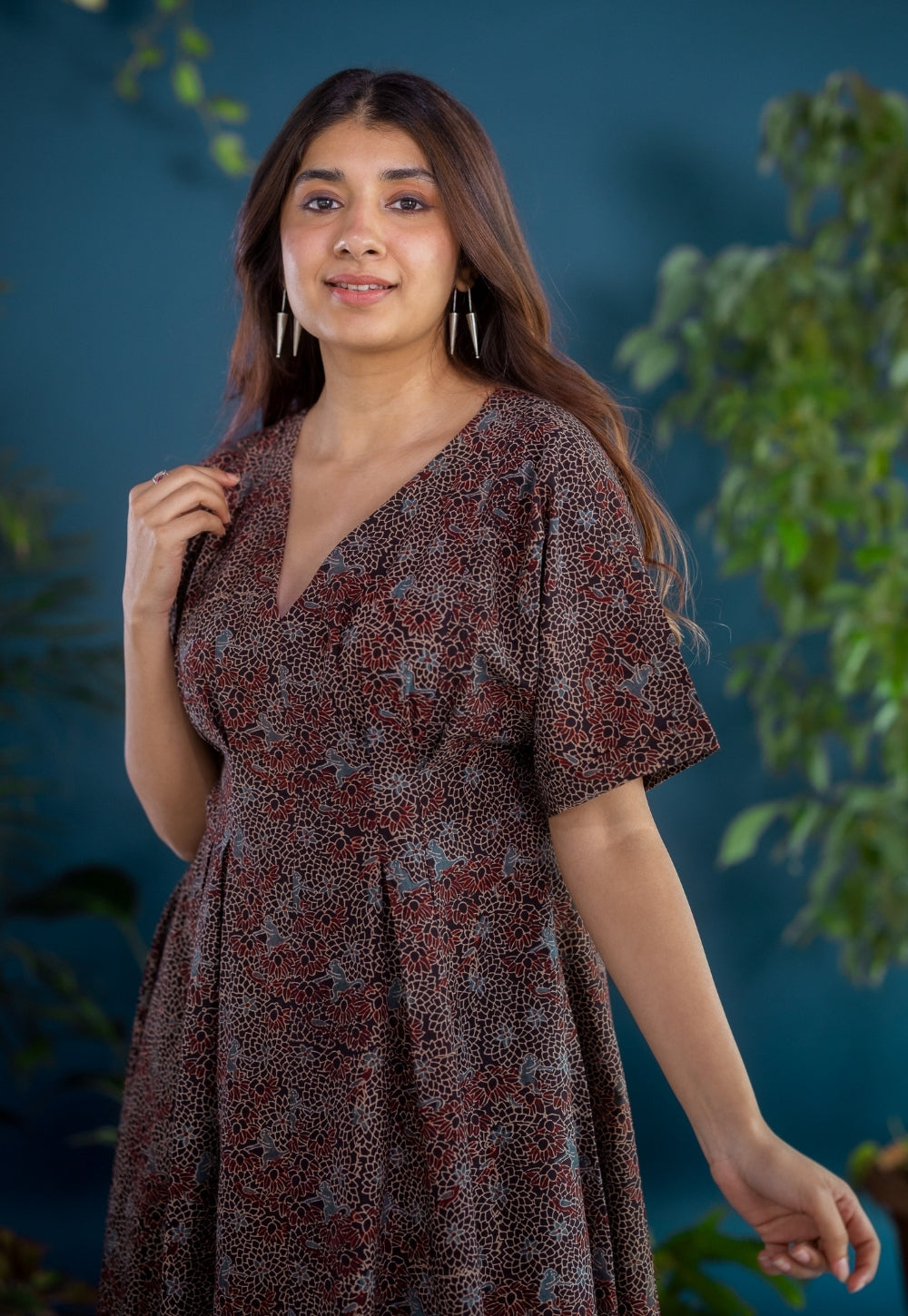 Reema Black Ajrakh Cotton A Line Dress