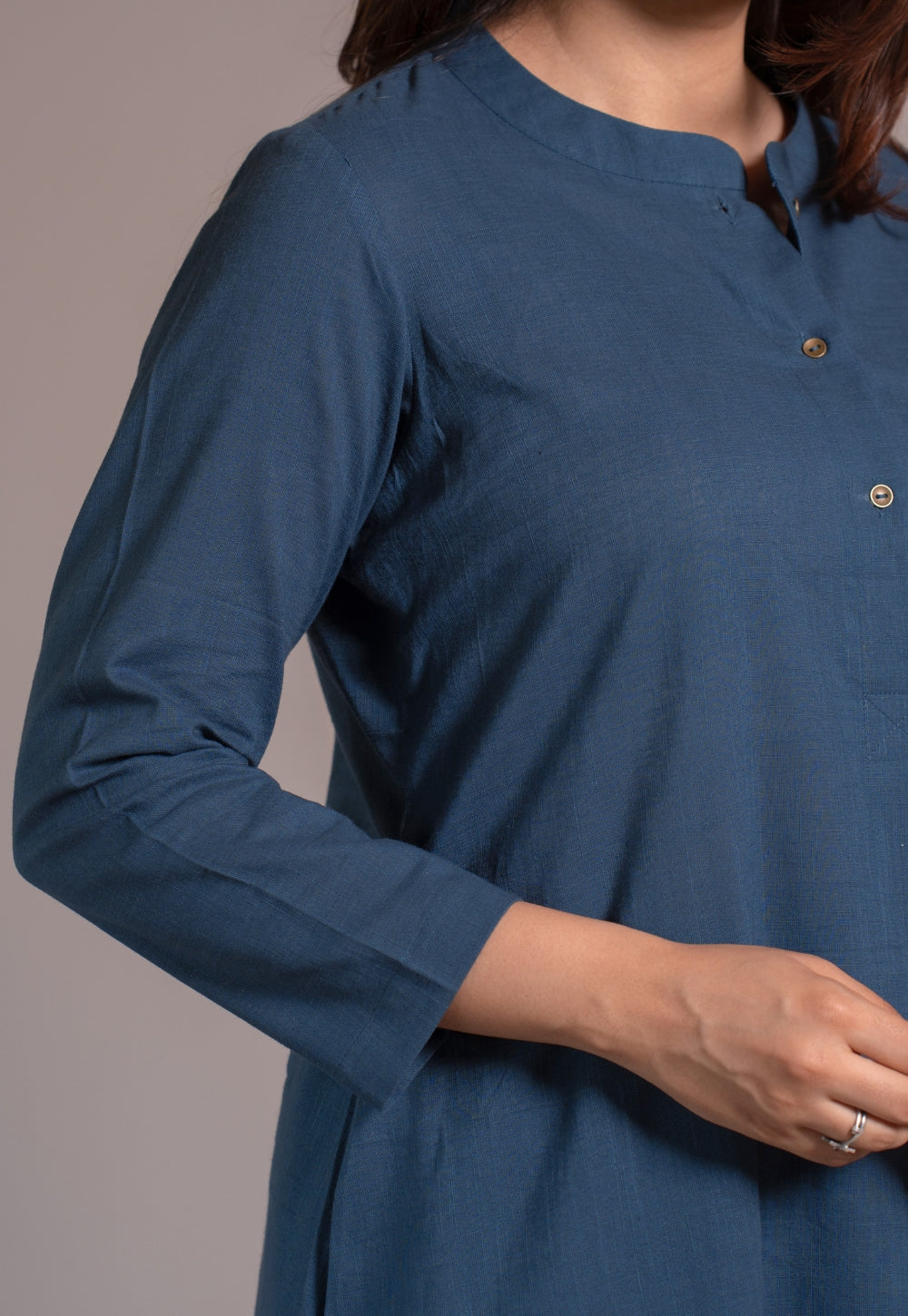 Indigo Solid Slub Cotton Straight Co-Ord Set- DyeVerse