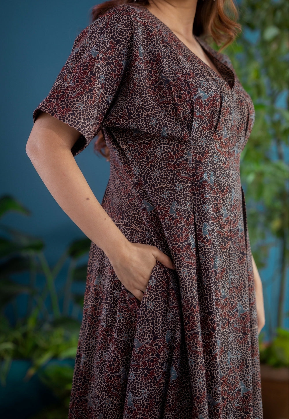Reema Black Ajrakh Cotton A Line Dress