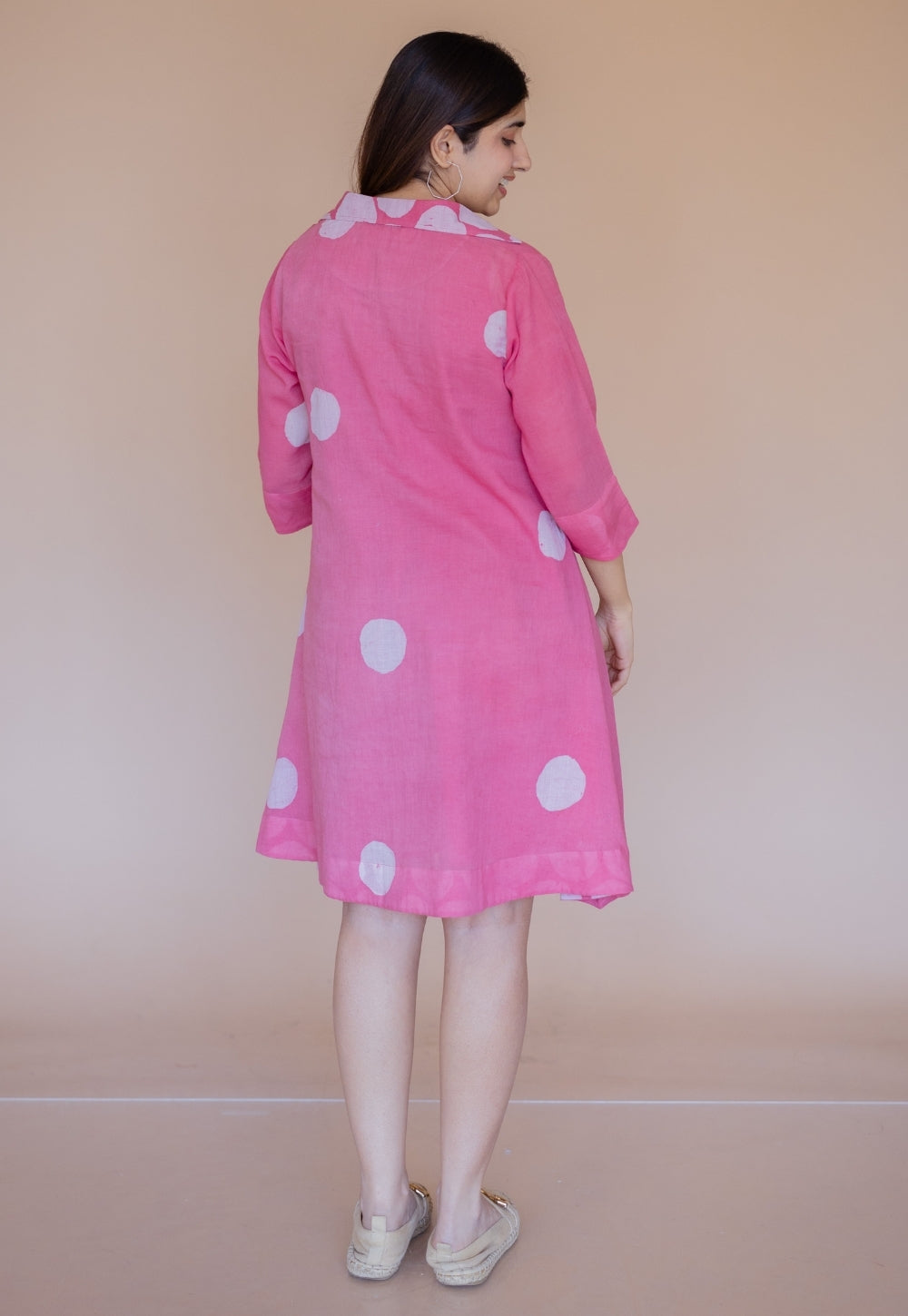 Misha Pink Batik MulMul A Line Dress with Slip