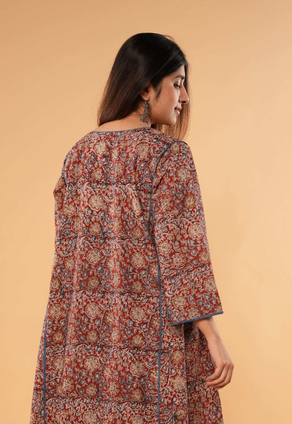 Nargis Red Kalamkari Cotton Jhabbha Kali Kurta