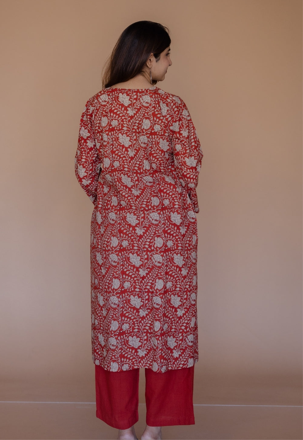 Aarushi Red Bagru Cotton Straight Kurta