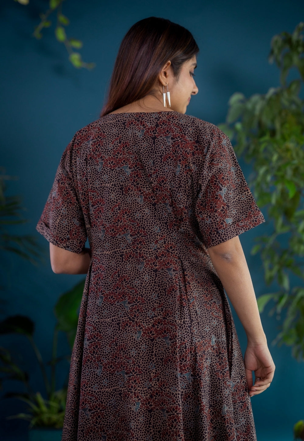 Reema Black Ajrakh Cotton A Line Dress