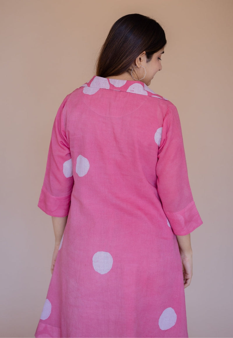 Misha Pink Batik MulMul A Line Dress with Slip