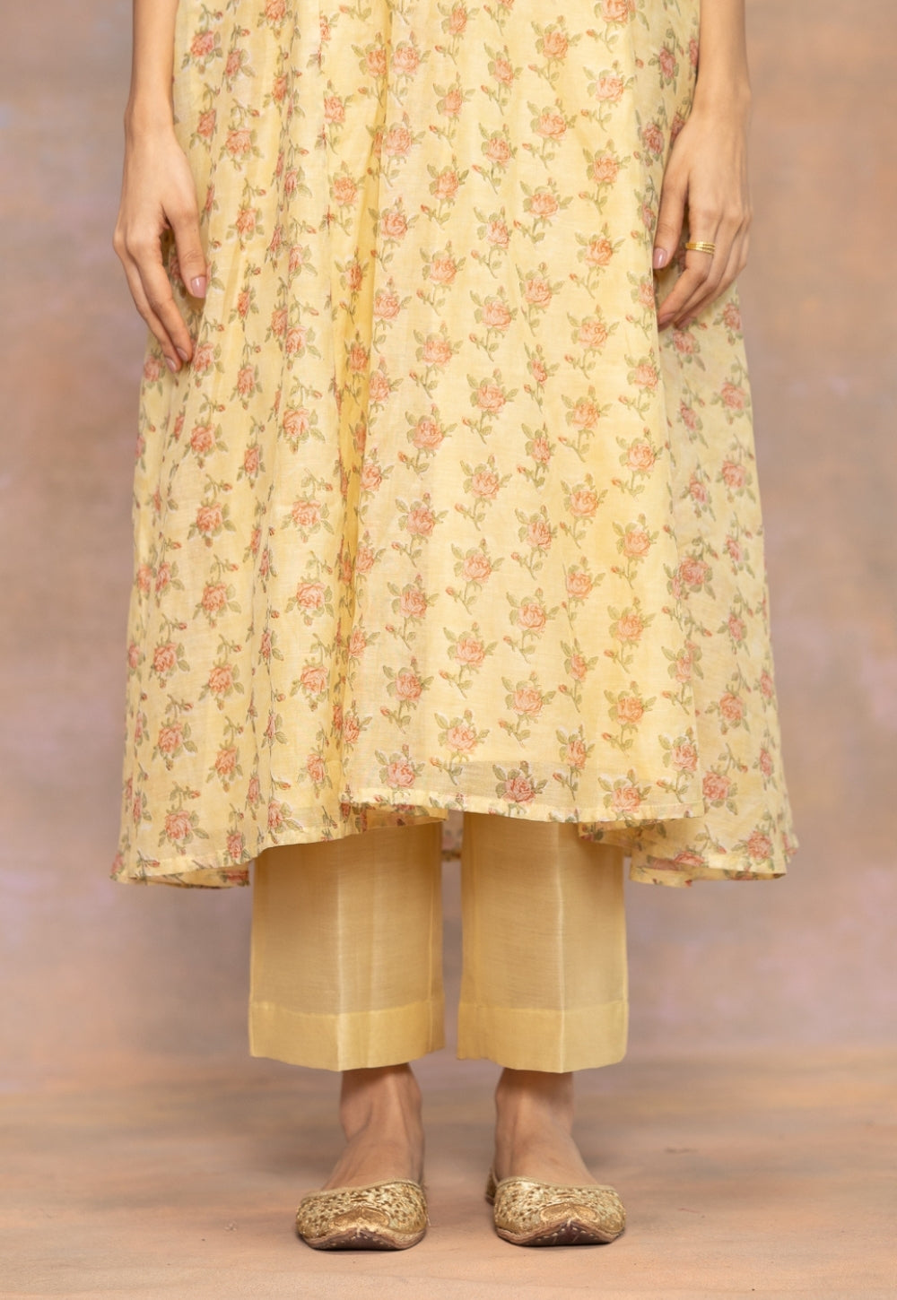 Yashi Yellow Solid Chanderi Silk Straight Pant